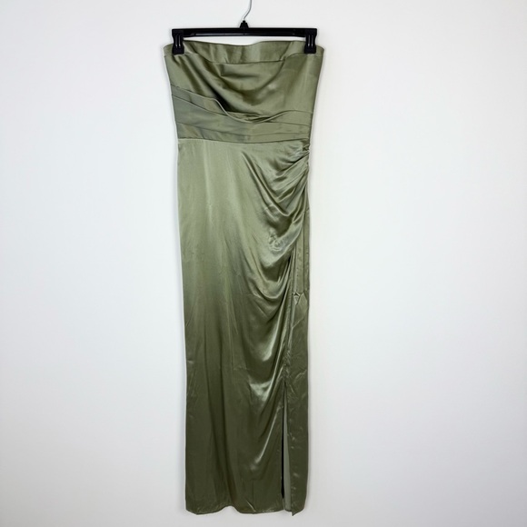 Reformation Barrow Silk Dress Artichoke Sage Green - Picture 2 of 16